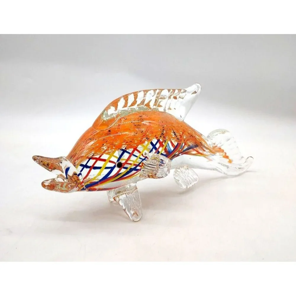 Art Glass Fish Porpoise Dolphin Sculpture Paperweight - Picture 2 of 6